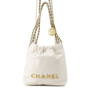 Chanel handbag CHANEL 22 Mini Coco Mark Shiny Calf Leather AS3980 2-way shoul...